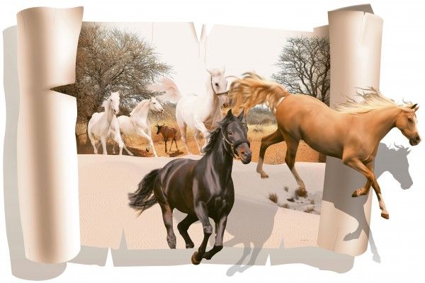 بلاط الحائط - 300 × 450 مم (12 × 18 بوصة) - Beautiful Horse Print Tile for Living Room 300x450 mm - 8001