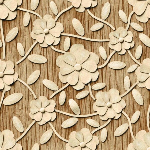 3D Tiles - Any Size - FLORAL BROWN