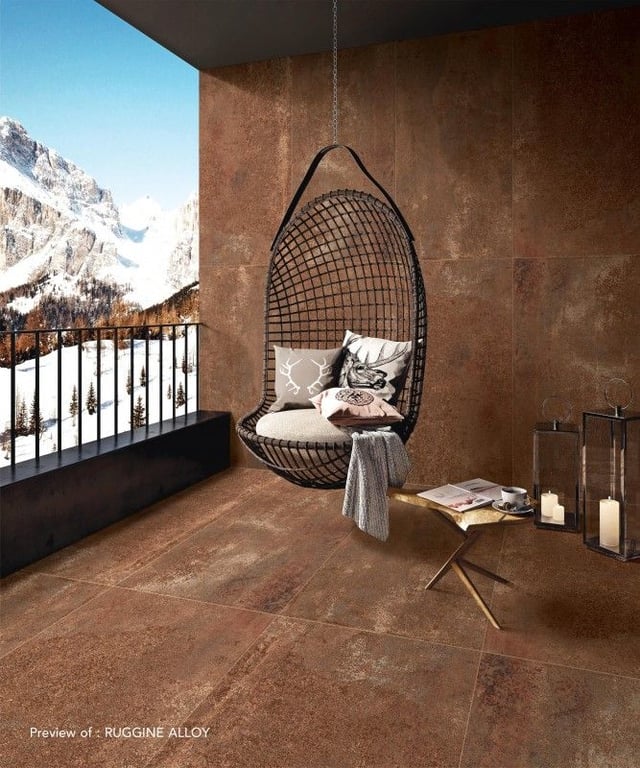 Glazed Porcelain Tiles - 600 x 1200 mm ( 24 x 48 inch ) - Ruggine Alloy