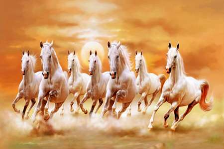 azulejo pintado - 600 x 900 mm (24 x 36 polegadas) - White Horse Print | Poster Tile | for Living Room | 600x900mm HG-55