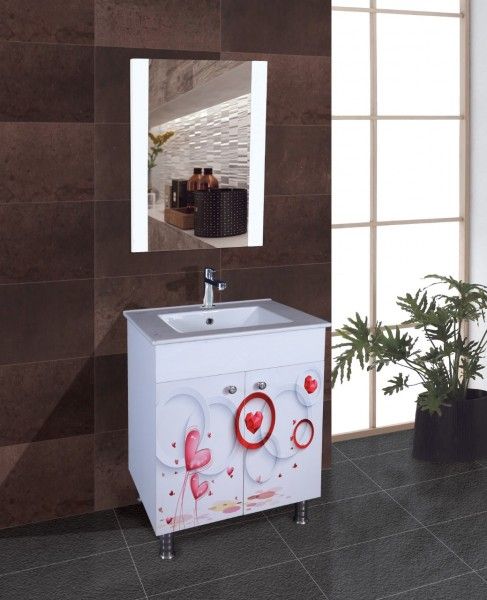 Cabinet Vanity  -  Modern Floor Mounted White Bathroom Vanity Size : 800mm