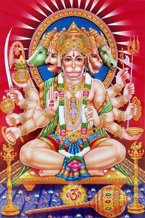 キッチン 壁紙 タイル - 600 x 900 mm（24 x 36インチ） - Lord Hanumanji Poster Wall Tile  | 600x900mm | HG-30