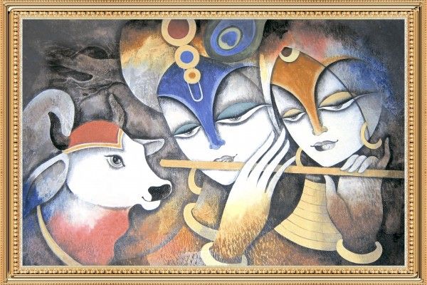 Gạch ốp tường kỹ thuật số - 250 x 375 mm (10 x 15 inch) - Multicolor Radha Krishna Poster| 3D Wall Tile | 250x375mm  P-1065-4pcs