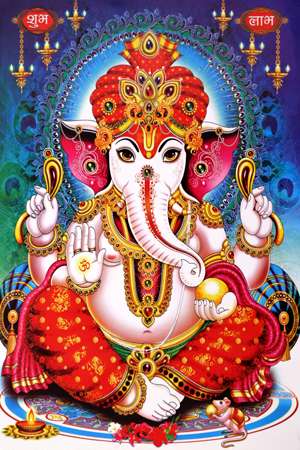 کاشی پوستر - 600 × 900 میلی متر ( 24 × 36 اینچ ) - Multicolor Ganpati ji | Poster Wall Tile | 600x900mm HG-01