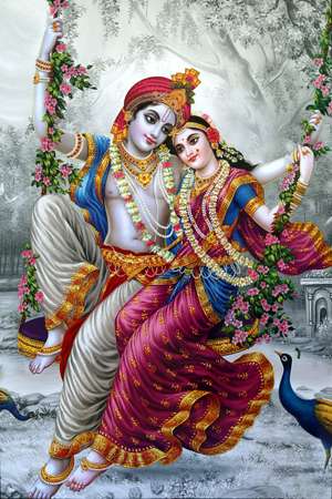 पोस्टर टाइल्स - 600 x 900 मिमी (24 x 36 इंच) - Goddess Radha Krishna Photo | Wall Tile 600x900mm (2x3ft) HG-12