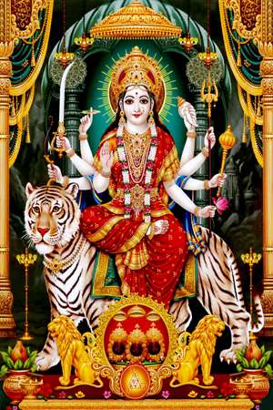 포스터 타일 - 600 x 900mm(24 x 36인치) - Maa Durga Picture | Wall Tile  Size :600x900mm HG-20