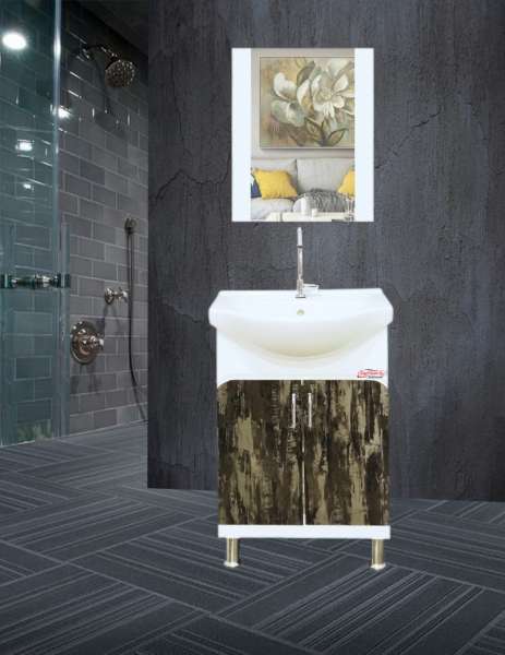 Cabinet Vanity  - Olive and White PVC Bathroom Vanity with 2 Door Full Set