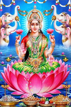 بلاط ملصق - 600 × 900 مم (24 × 36 بوصة) - Maa Lakshmi God Picture | Wall Tile | 600x900mm  HG-25