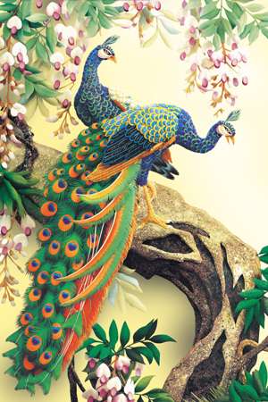 Ubin poster - 600 x 900 mm (24 x 36 inci) - High Glossy Beautiful Peacock | Wall Tile | 600x900mm (2x3ft) HG-39