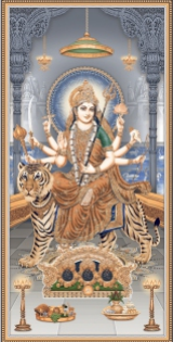 piastrelle disegnate - 600 x 1200 mm (24 x 48 pollici) - Durga Maa | Poster Wall Tile | 600x1200mm (2x4ft) G-419