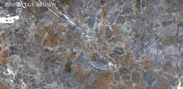 Glazed Porcelain Tiles - 600 x 1200 mm ( 24 x 48 inch ) - ZINNIA LGY BROWN P1 copy