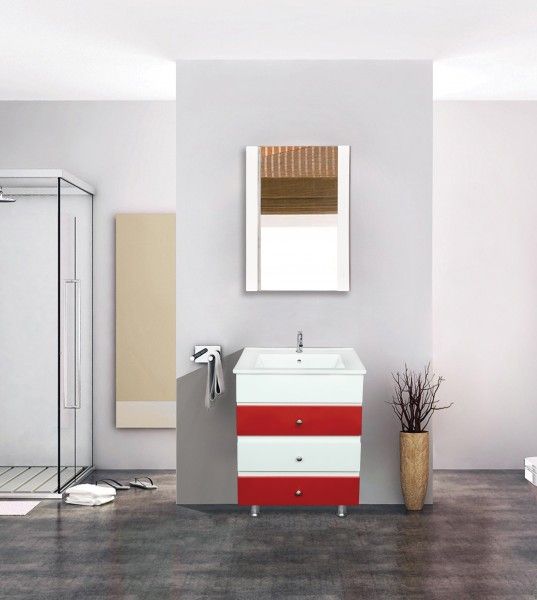 Cabinet Vanity  - Kolar -White and Red Bathroom Cabinet Vanity