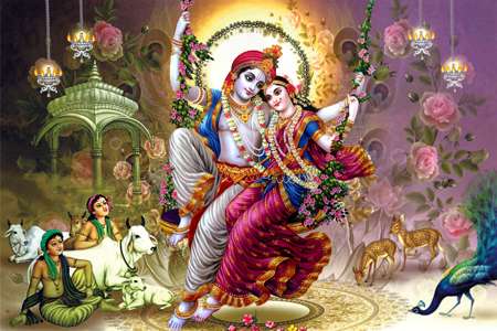 Плитка с панно/картиной - 600 x 900 мм (24 x 36 дюймов) - Multicolor Radha Krishna | Poster Wall Tile 600x900mm  HG-44