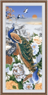 ပိုစတာကြွေပြားများ - 600 x 1200 mm (24 x 48 လက်မ) - Decorative Peacock Poster Tile (2x4ft) G-402