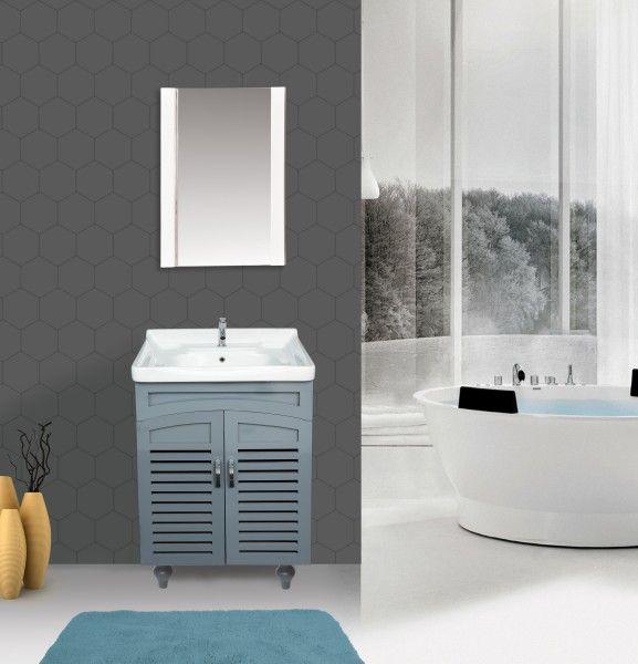 Cabinet Vanity  - 30" Gray PVC Laminate Bathroom Vanities