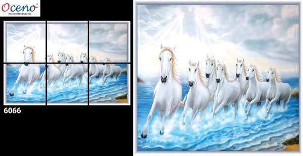 ပိုစတာကြွေပြားများ - 600 x 600 mm (24 x 24 လက်မ) - Seven Horse | 3D Ceramic Poster Tile | 600x600mm (2x2ft) 6066