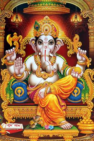 Ubin poster - 600 x 900 mm (24 x 36 inci) - lord Ganesh Wall Tile Size : 600 x 900mm (2x3 ft) HG-04