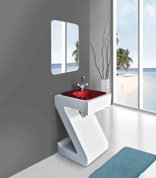 Lưu vực One Piece  - White Designer Washbasin for Luxury Bathroom