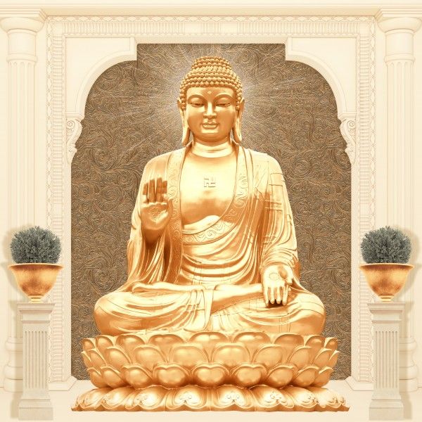 Настенная плитка диджитал - 300 x 450 мм (12 x 18 дюймов) - Gautam Buddha  Poster Wall Tile 300x450mm - 8056