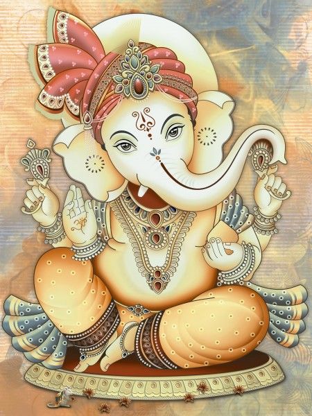 Настенная плитка диджитал - 250 x 375 мм (10 x 15 дюймов) - Ganpati Wall Tile For Main Door | 250x375mm 1071-8pcs