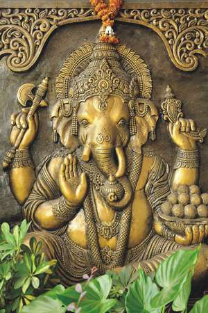 peinture carrelage exterieur - 600 x 900 mm ( 24 x 36 pouces ) - Ganpati Wall Tile For Main Door | 600x900mm HG-42