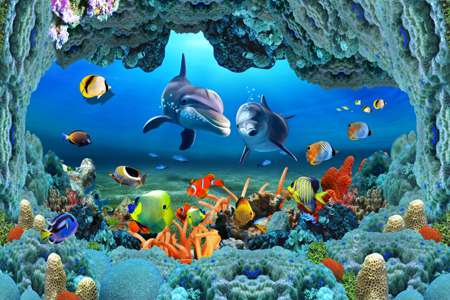 キッチン 壁紙 タイル - 600 x 900 mm（24 x 36インチ） - Beautiful Underwater Scene |  Poster Wall Tile | 600x900mm HG-57