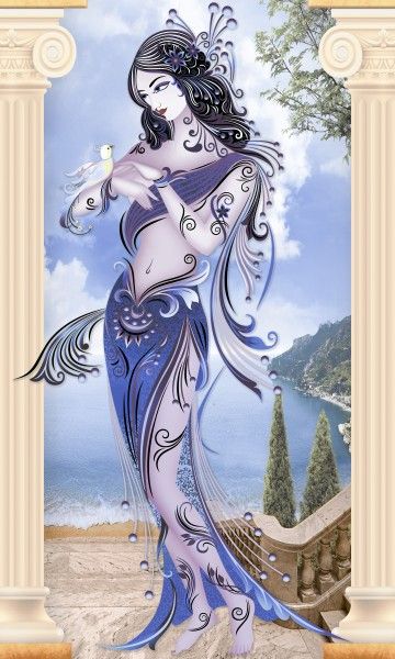 Wall Tiles - 300 x 450 mm  ( 12 x 18 inch ) - Decorative Blue Painting Wall Tile Size: 300x450mm -8015