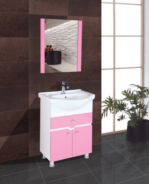 Cabinet Vanity  - Pink PVC Bathroom Vanity With Sink , Size -800mm