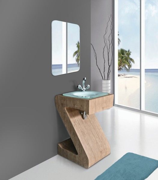 One Piece Basin  - Kolar Z-Pattern Wood look Washbasin