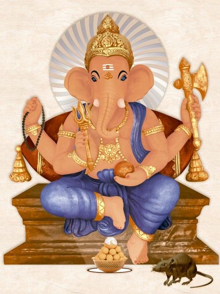 Kotak témbok Digital - 300 x 450 mm ( 12 x 18 inci ) - Lord Ganesh Wall Tile for Pooja Room 300x450mm- 8010