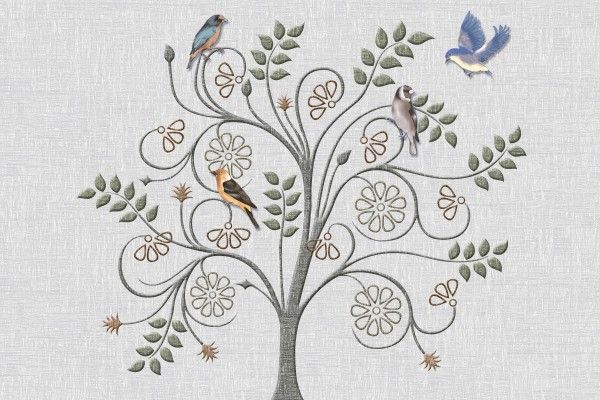 بلاط الحائط - 250 × 375 مم (10 × 15 بوصة) - Decorative Tree Print |  Wall Tile 250x375mm  P-1057-(4 Pcs)