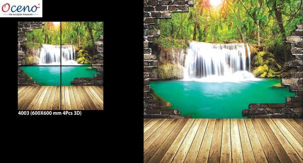 Ubin poster - 600 x 600 mm (24 x 24 inci) - 3D Natural Scenery Waterfall Tile 600x600mm (2x2ft) 4003(1)