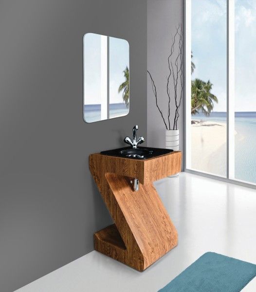 حوض قطعة واحدة  - Kolar Wood Z-patterned washbasin for Luxury Bathroom