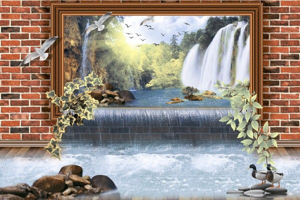 cerâmica para parede - 300 x 450 mm (12 x 18 polegadas) - Natural Scenery Poster Tile For Living Room 300x450mm -8061