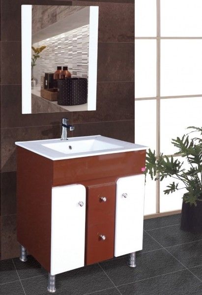 Cabinet Vanity  - Brown Single Sink Modern Wash Basin with Cabinet