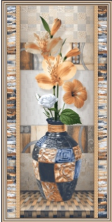 Kothak poster - 600 x 1200 mm ( 24 x 48 inci ) - Flower Vase Design | Ceramic Wall Tile | 600x1200mm (2x4 ft) G-417