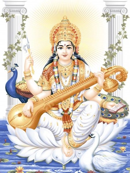 کاشی دیواری دیجیتال - 250 × 375 میلی متر ( 10 × 15 اینچ ) - Lord Saraswati Poster Wall Tile 250x375mm 1074-8pcs