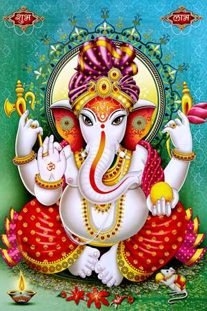 Ubin poster - 600 x 900 mm ( 24 x 36 inci ) - Lord Ganesha | Poster Wall Tile 600x900mm (2x3ft) HG-03