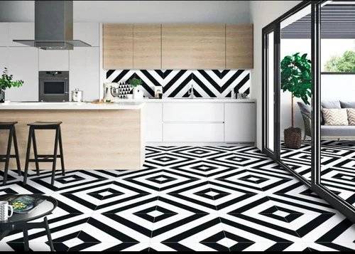 Black and White Tiles for Kitchen