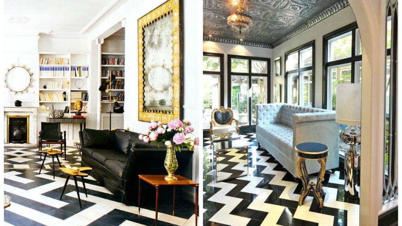 Black and White Tiles for living room