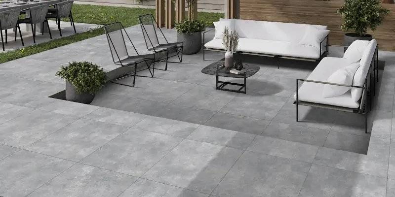 Outdoor areas with large tiles