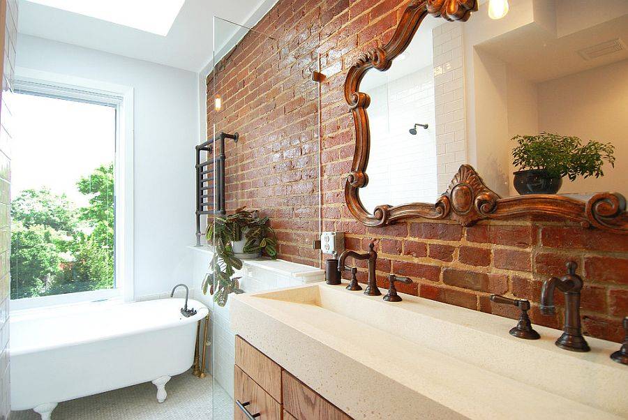 Brick tiles in bathroom