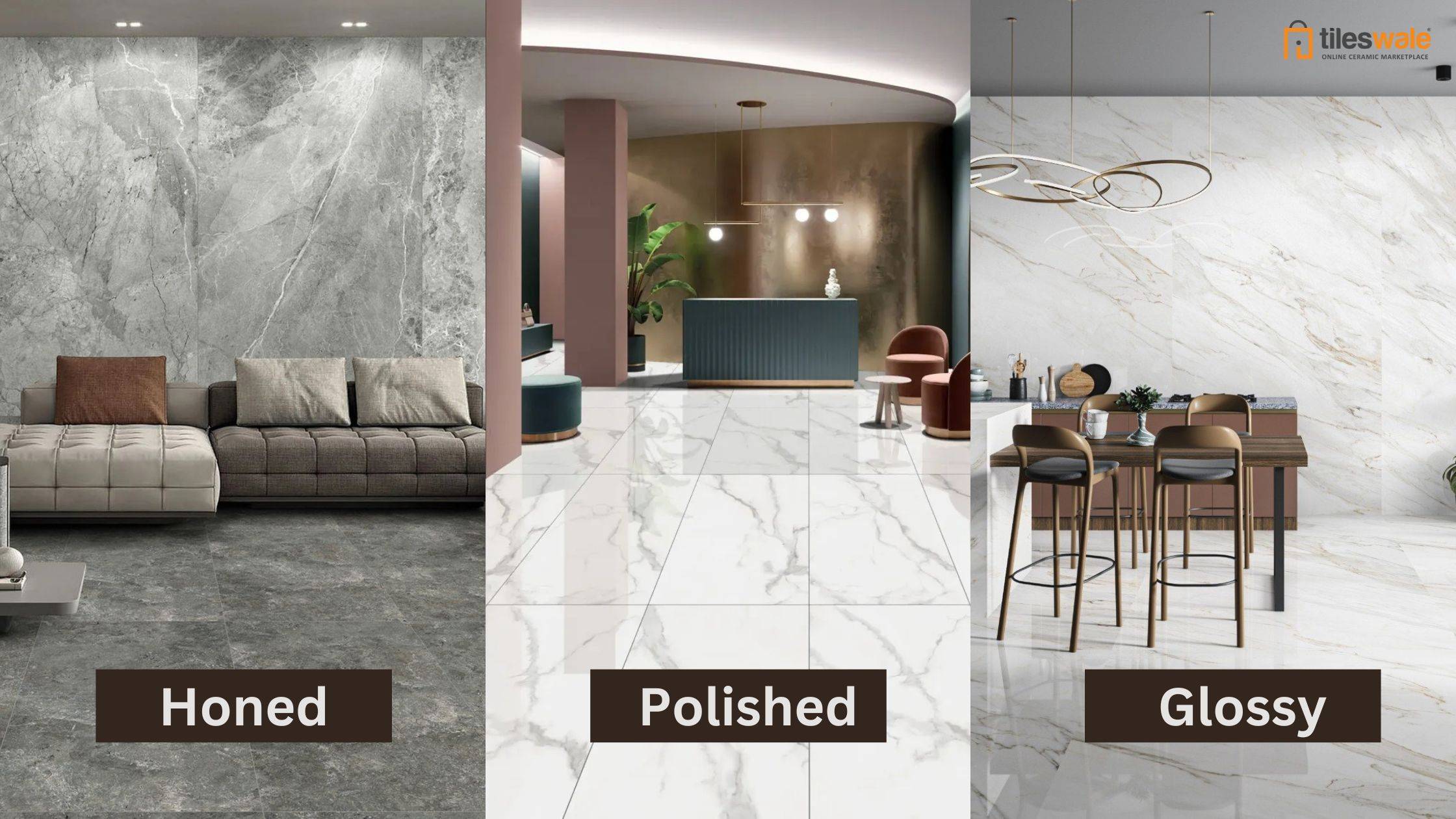 What are Honed, Polished, and Glossy Tile Finishes?