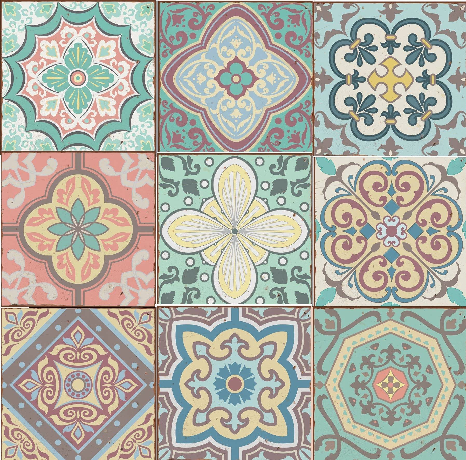 Green & Pink Moroccan Tiles