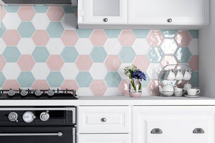 hexagonal tiles in kitchen
