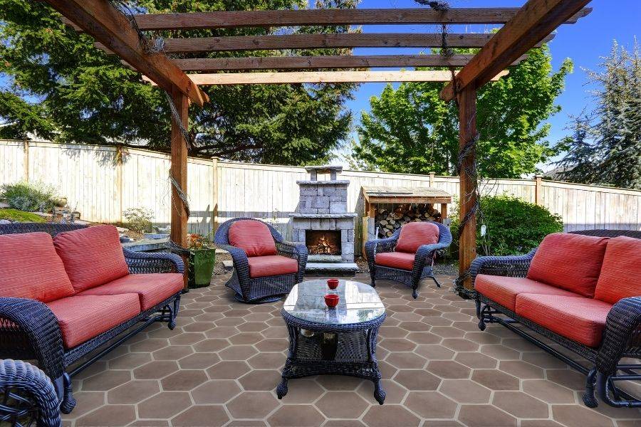 hexagonal tiles in outdoor