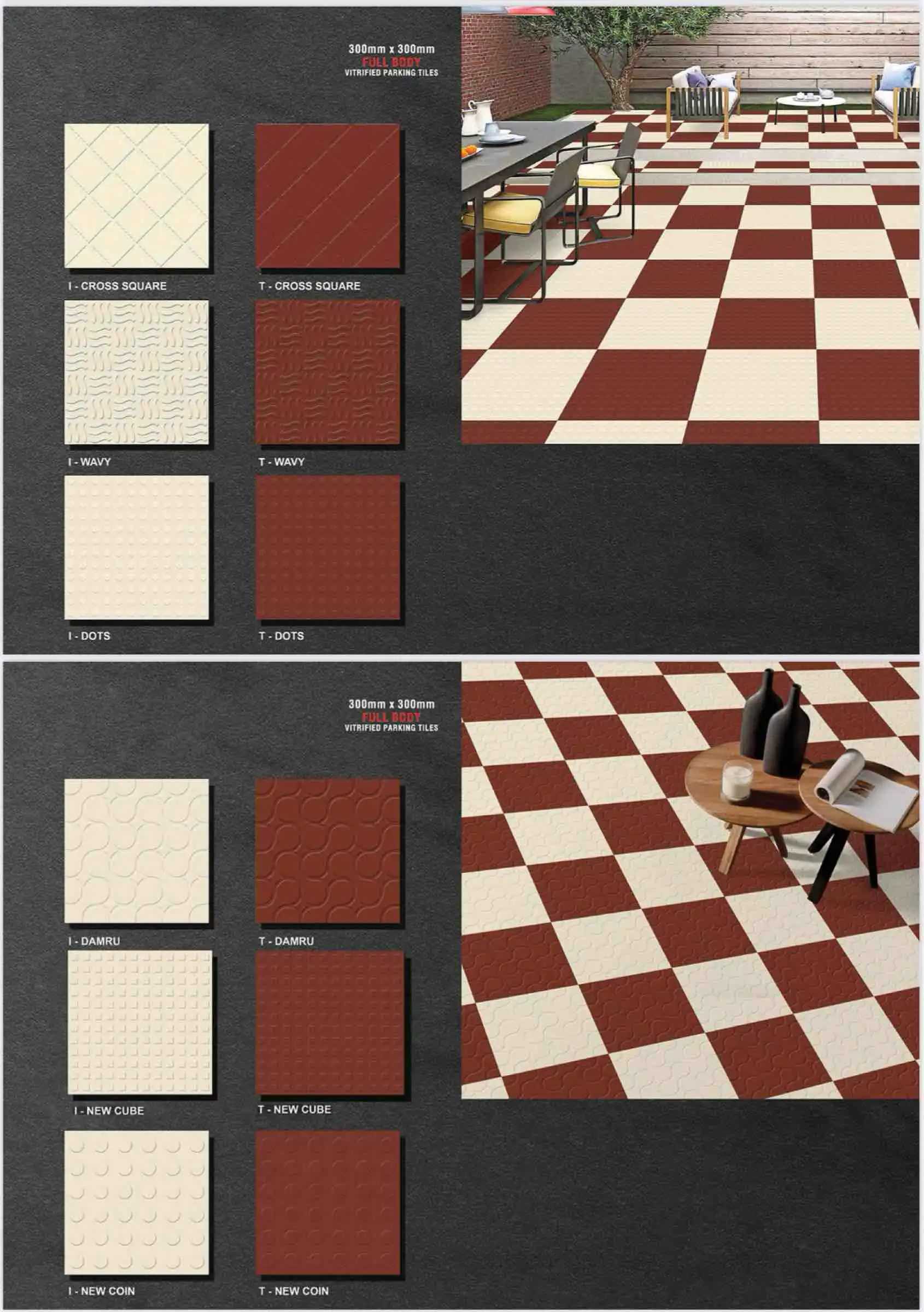 Parking Tiles (Ivory Terracotta) (300 x 300 mm ( 12 x 12 inch ) ( 1 × 1 ft  )), image size:1690x2400